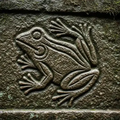 نماد قورباغه در دفینه با دهان باز در منطقه کوهستانی