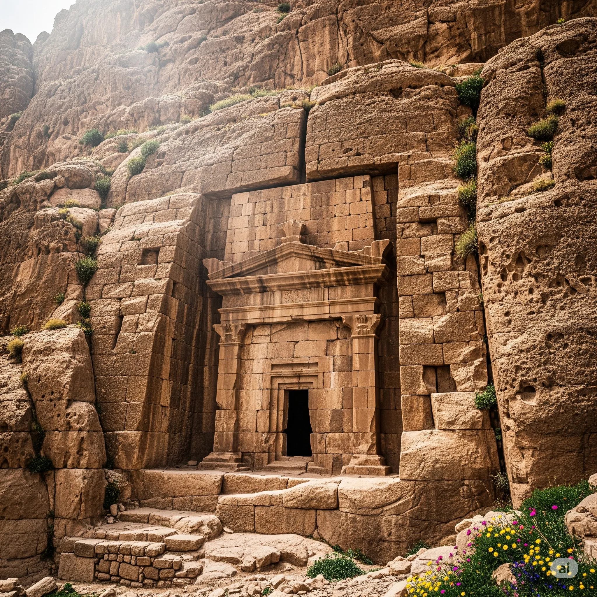 علائم بیضی‌شکل روی صخره نزدیک به قبر گبری
