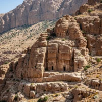 نقشه‌ای از قبور صخره‌ای گبری در منطقه کوهستانی