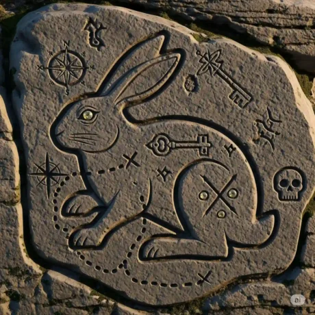 نقش حجاری شده خرگوش در دفینه‌ باستانی