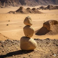 سه سنگ چیدهشده روی هم در محل باستانی