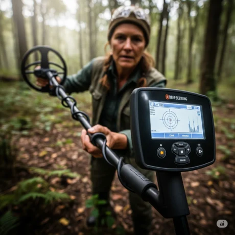 فلزیاب عمق بالا در حال کاوش دفینه در خاک صابونی با کویل بزرگ