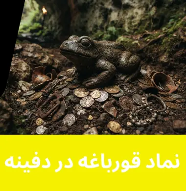 نماد قورباغه در دفینه با دهان باز در منطقه کوهستانی