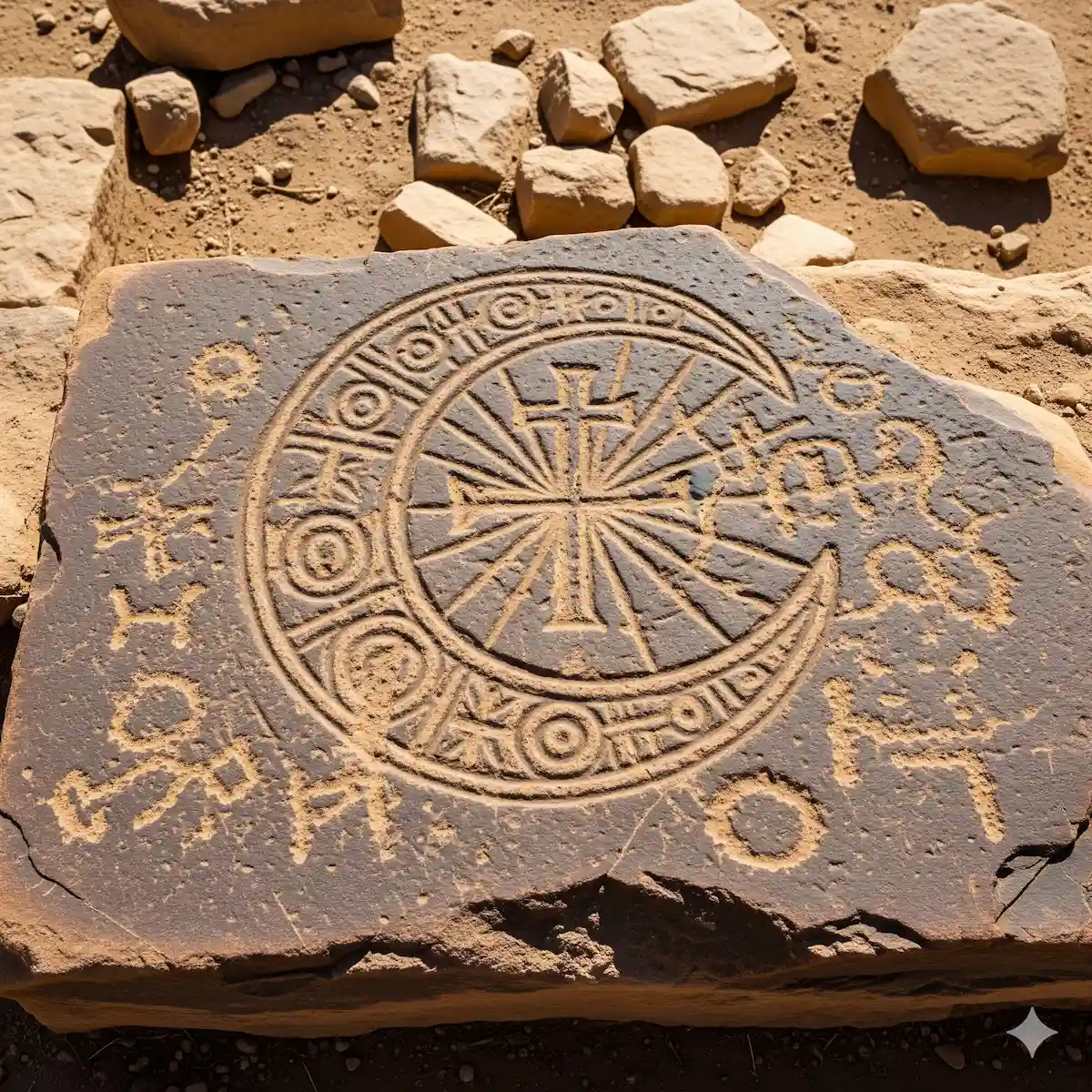 نماد ماه در گنج یابی روی سنگ تاریخی