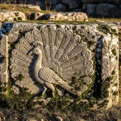 تصویر حکاکی طاووس باستانی – نماد طاووس دفینه یابی