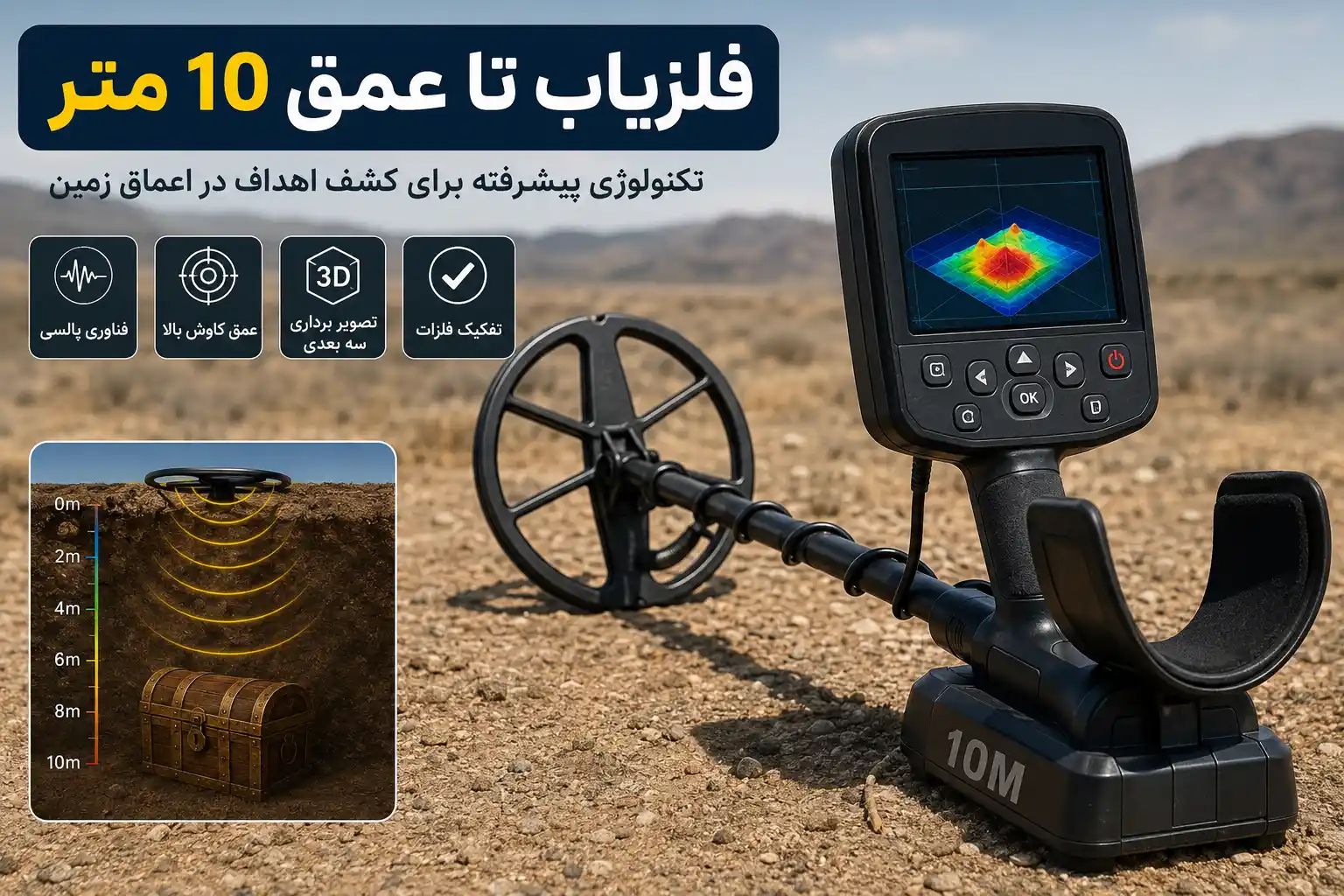فلزیاب تا عمق 10 متر